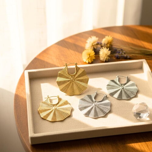 Boucles d’oreilles géométriques femme acier inoxydable doré ou argenté