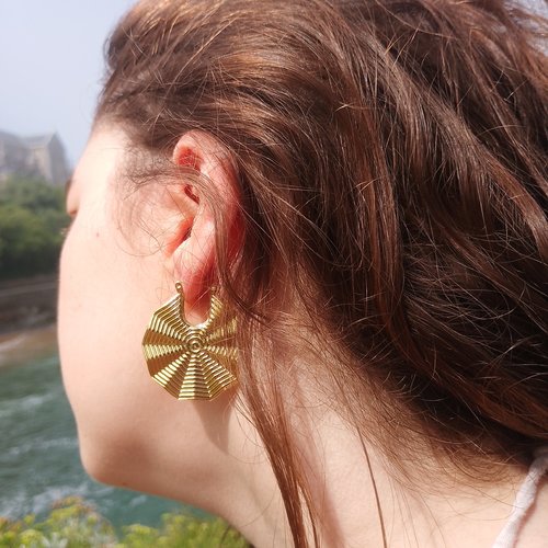 Boucles d'oreilles spirale en acier inoxydable doré • bijoux pour femme • bijou • bohème • tendance • cadeau pour elle