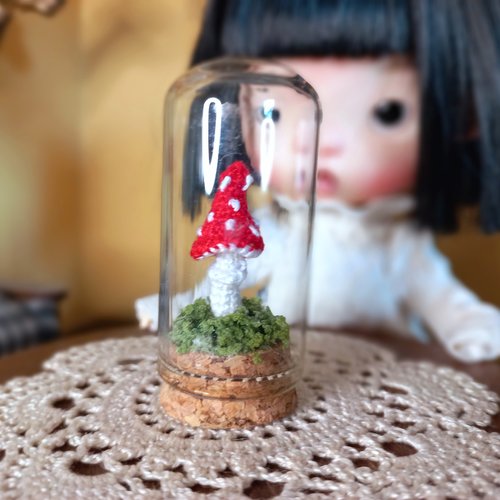 Cloche miniature, micro champignon,crochet miniature