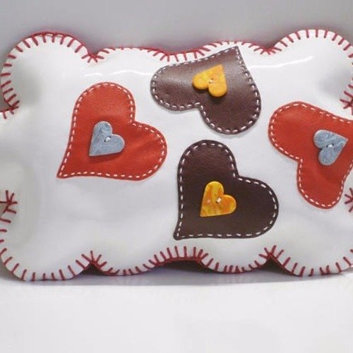 Original coussin deco !!the love cloud!! en simili cuir blanc 29cm x 17cm 