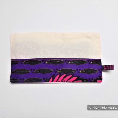 Original trousse en tissu !! purple wax !!en tissu wax t:24cm wide, 13.5cm long zippée belicious-delicious-creation