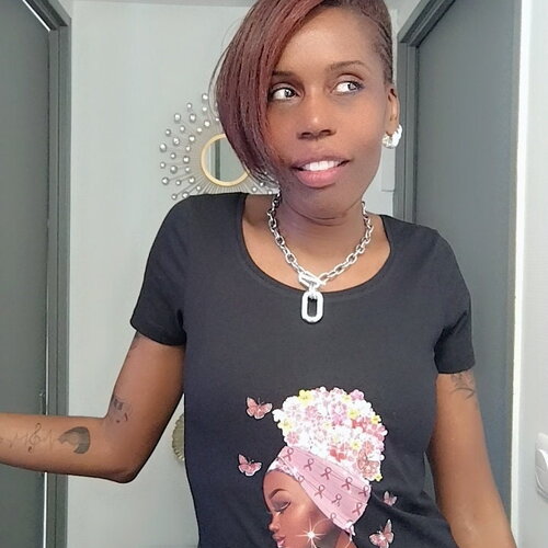 Original t-shirt femme imprime fitted !! afro butterfly !! en coton noir imprime taille-m belicious-delicious-creation