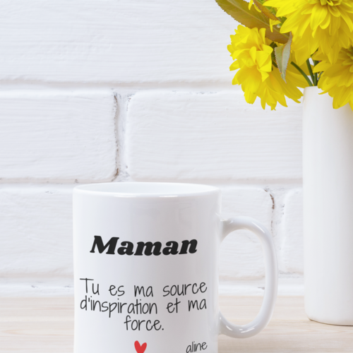 Mug en céramique "maman tu es ma source d'inspiration ,mug personnalisé pour la fête des mamans