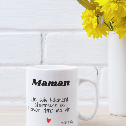 Mug en céramique maman je suis tellement chanceuse de t'avoir ,mug personnalisé pour la fête des mamans