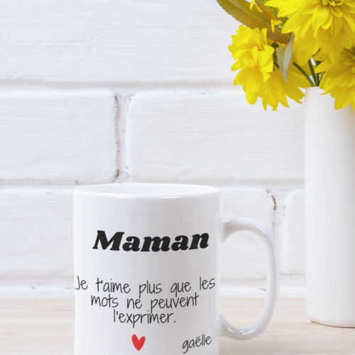 Mug en céramique "maman je t'aime plus que les mots me manque  ,mug personnalisé pour la fête des mamans