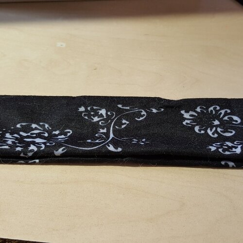 Bandeau élastique droit coton  imprimé bandana couleur noire