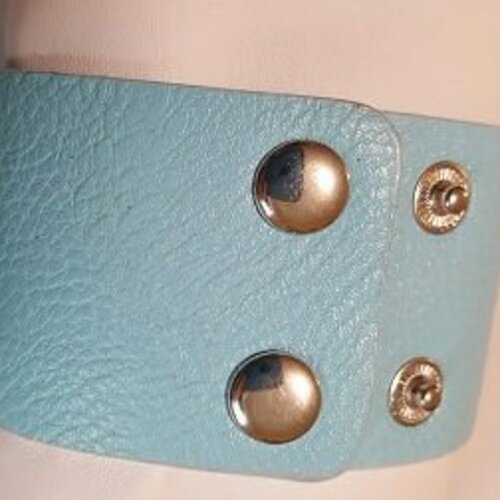 Large bracelet manchette en cuir et strass fuchsia ou bleu
