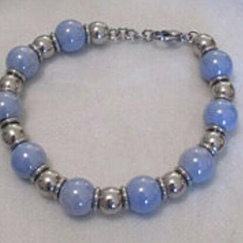 Bracelet perles céramiques et acier ( bleue, noire et blanche)