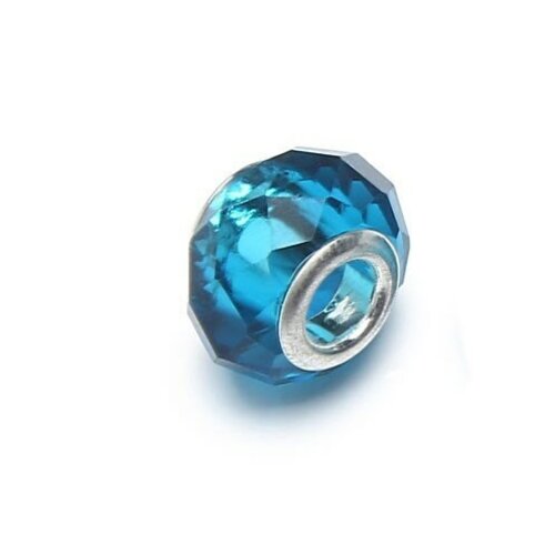 Perles européennes à facette en cristal bleu 10x14mm