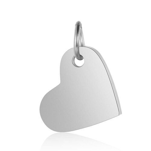Pendentif coeur en acier inoxydable 316 poli miroir