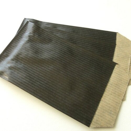 Pochettes cadeaux turquoises ou noires 18x12 cm papier kraft blanchi,sachet kraft soufflet,