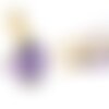 Breloque pendentif plaqué or 24k  zirconium forme goutte violette avec bélière