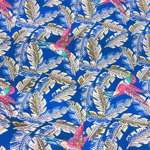 2 coupons de tissu d'ameublement bleu royal, motif ibis