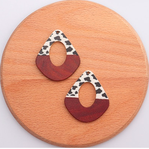 2 pendentifs pour boucles d'oreilles, motif léopard
