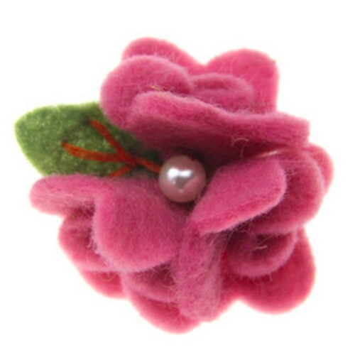 Fleur rose en feutrine - 6cm