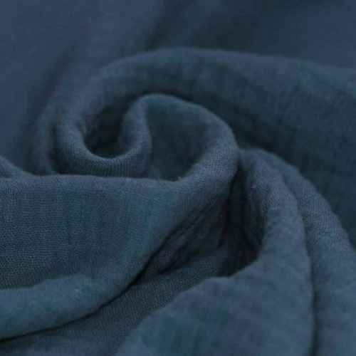 Tissu double gaze coton bleu jean - 135x 50cm