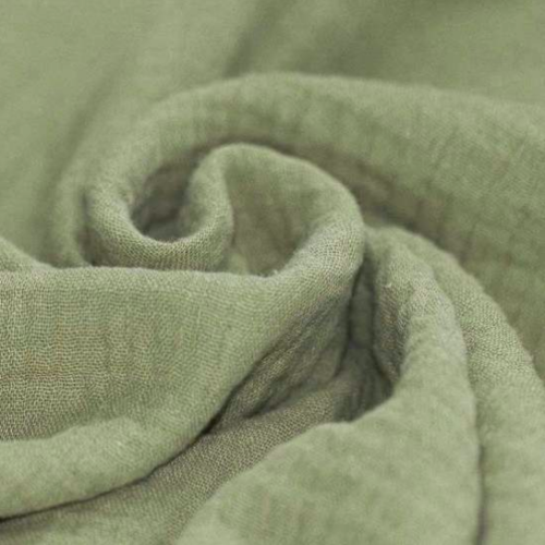 Tissu double gaze coton vert olive - 135x 50cm