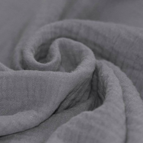 Tissu double gaze coton gris - 50cm