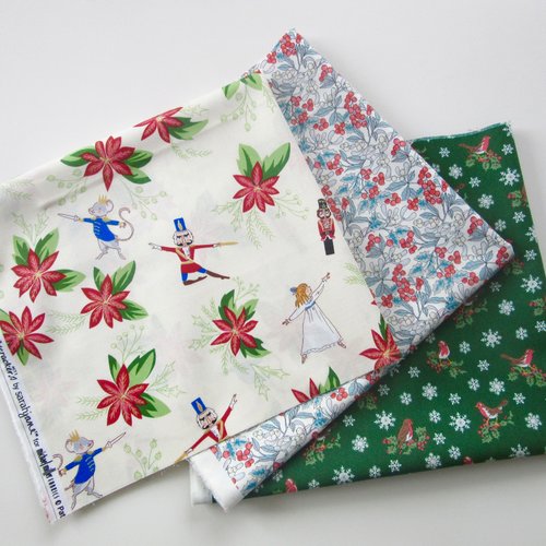 Tissu coton noël 3 fat quarters