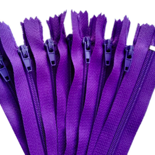 Fermeture éclair nylon 20-25cm (violet,bleu, orange, vert, noir)