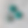 2 boutons recouverts de cuir vert turquoise – 22 mm