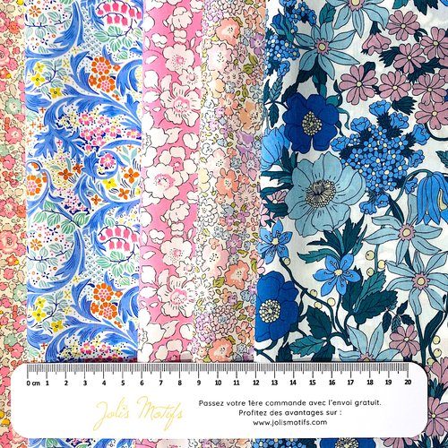 5 tissus liberty tana lawn 25x25cm - aurore