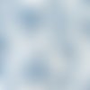 Tissu double gaze imprimé fleurs oiseaux bleu - 130x50cm