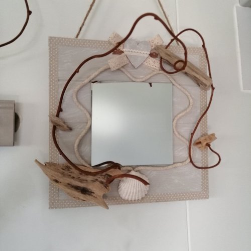 Miroir carré déco bois flotté