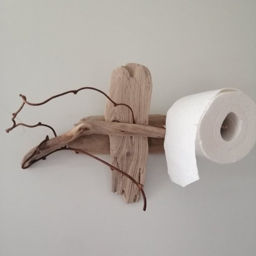 Support papier toilette en bois flotté - Un grand marché