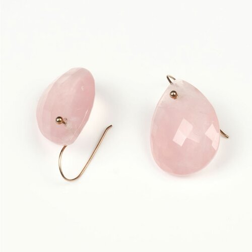 Boucles d'oreilles goutte quartz rose argent plaqué or rose