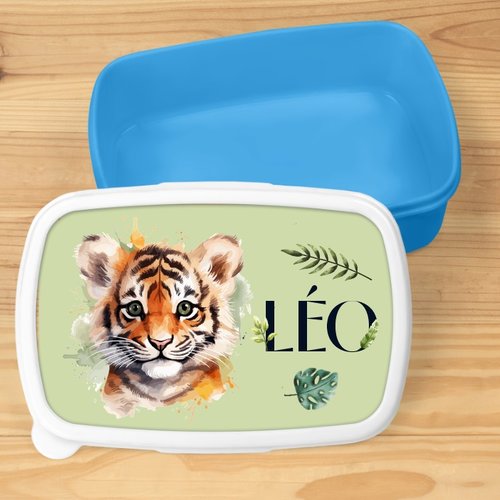 Boîte à goûter personnalisée - motif tigre (couleur au choix)