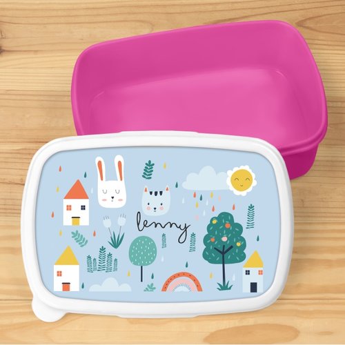 Boîte à goûter personnalisée - motifs fun (couleur au choix)