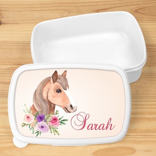 Boîte à goûter personnalisée - motif cheval (couleur au choix)