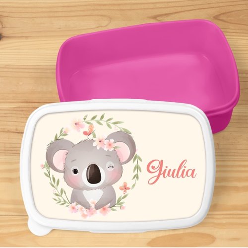 Boîte à goûter personnalisée - motif koala (couleur au choix)