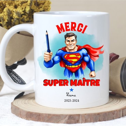 Mug personnalisé "super maître (ou autre)"