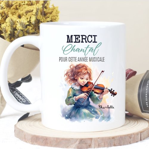 Mug personnalisé "mélodie du violon" (modèle fille ou garçon)