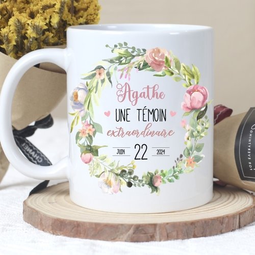 Mug personnalisé "témoin extraordinaire"