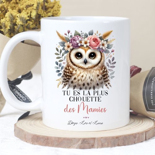 Mug personnalisé "la plus chouette des mamies"