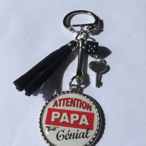 Porte clés pour papa , porte clés cabochon, cadeau papa
