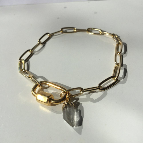 Bracelet doré, pierre de gemme, bracelet chaîne dorée