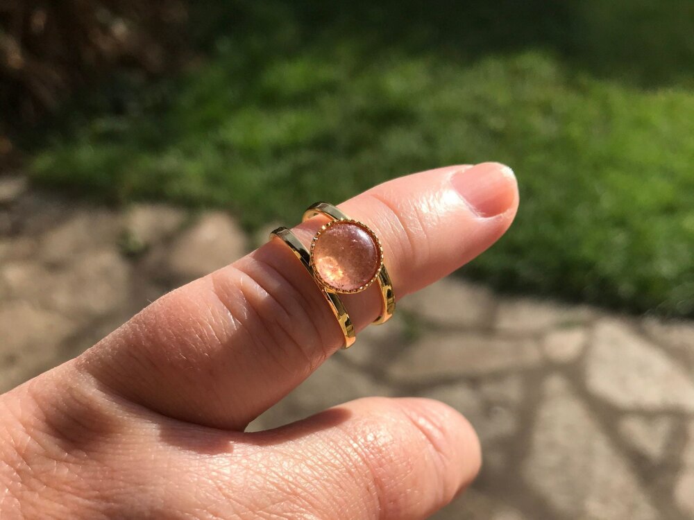 Bague Breloque Dorée à l'Or Fin 24K cristal Swarovski