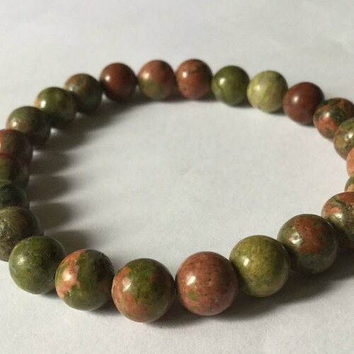 Bracelet perles de gemme, unakite, bracelet superposable, bracelet en perles