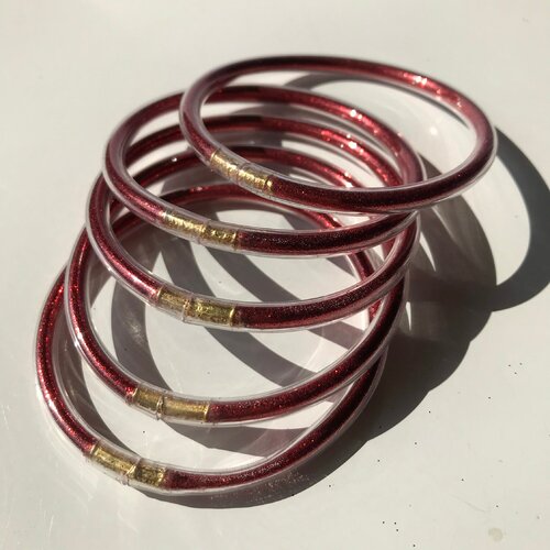 Bracelet jonc bouddhiste, jonc rouge, bracelet rouge