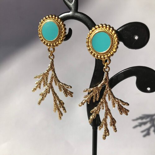 Boucles d’oreilles nature, boucles d'oreilles dorées