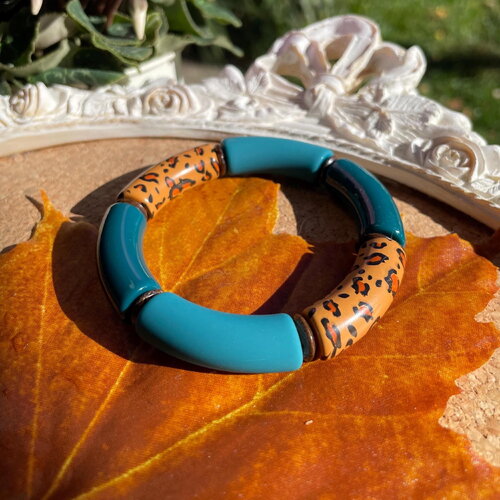 Bracelet jonc large, bracelet perles tube, bracelet grosses perles, jonc large