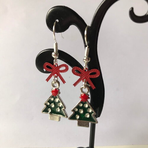 Boucles d'oreilles de noël, boucles d'oreilles avec sapins