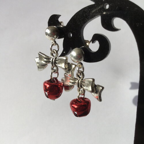 Boucles d'oreilles de noël, boucles avec petit noeud, boucles d'oreilles de fête