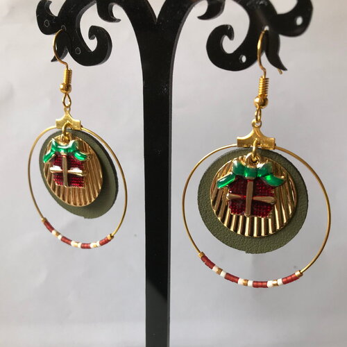 Boucles d’oreilles de noël, boucles d'oreilles créoles, bijou pour noël