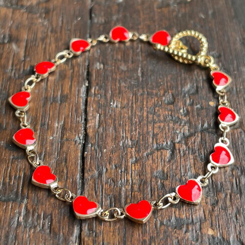 Bracelet cœur, bracelet fin doré, bracelet avec petits coeurs