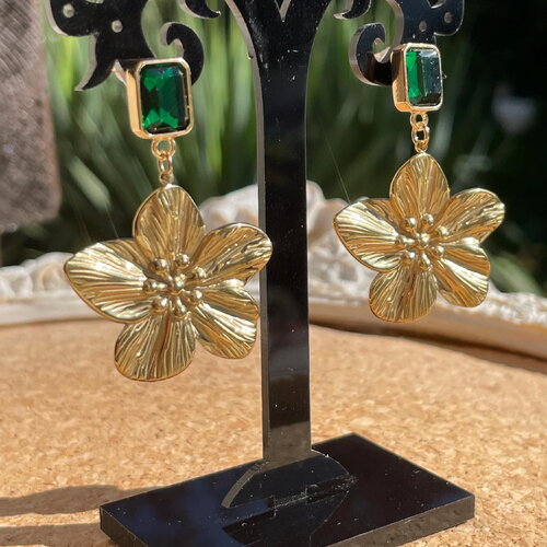 Boucles d’oreilles fleurs, boucles d’oreilles dorées à fleurs